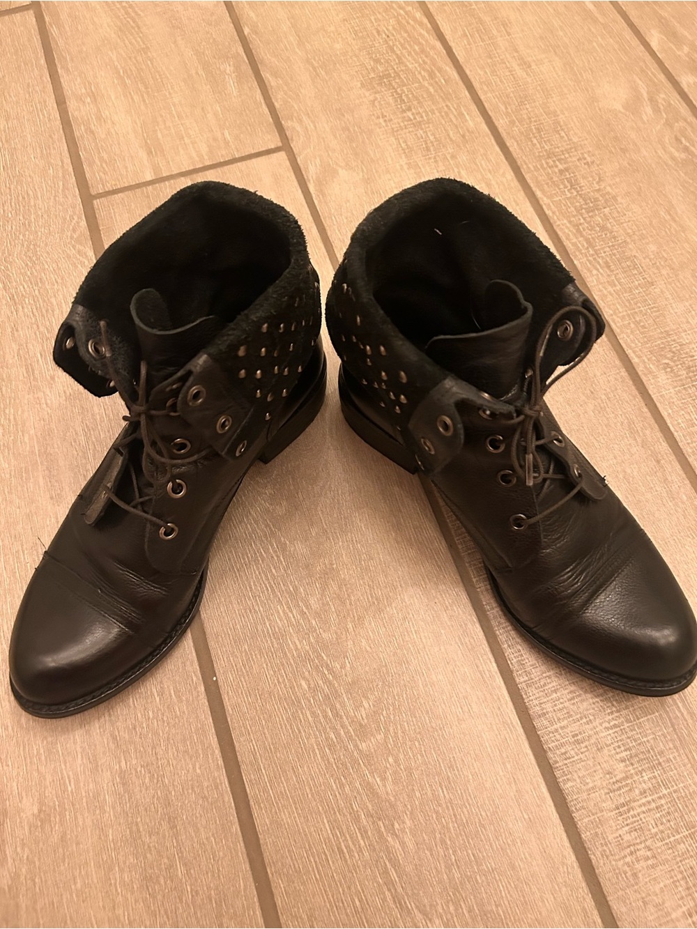 Women’s Gianni Bini Black Studded Leather Ankle Boots